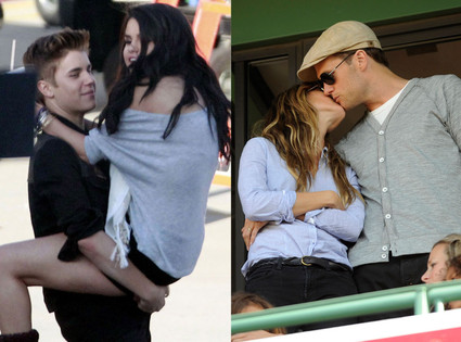 Justin Bieber, Selena Gomez, Tom Brady, Gisele Bundchen Justin Bieber, Selena Gomez, Tom Brady, Gisele Bundchen
